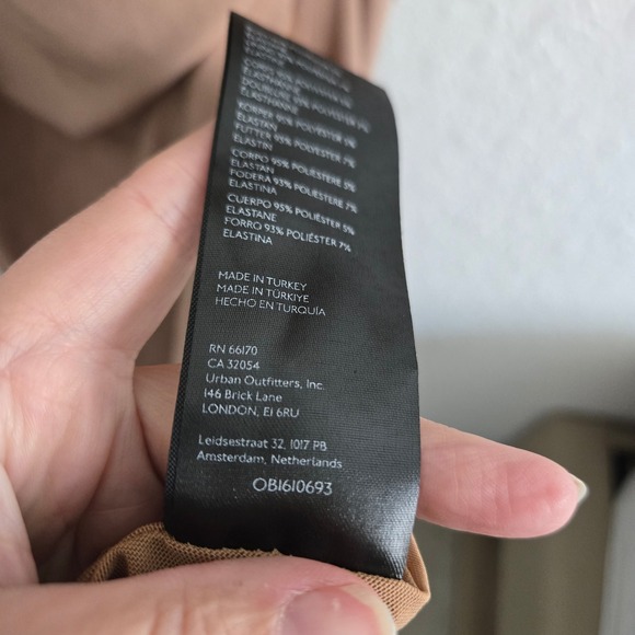 Anthropologie Maya Ruched Cowl-Neck Dress Midi Sheath Cedar Taupe Bodycon Dress - Picture 8 of 14